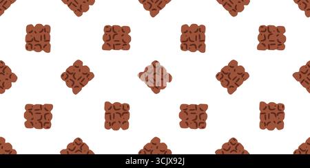 Chocolate seamless pattern design. Chocolate squares seamless pattern in cartoon flat style on white background. Stock Vector