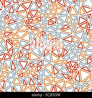 Triangles pattern. Small triangles size. Multiple colors style. Geometric shapes outlined. Repeatable pattern. Earthen Hues Blend. Stock Vector