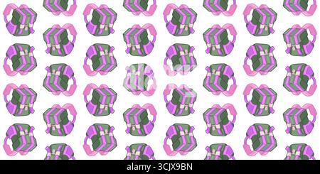 Cartoon school backpack seamless pattern design. Cartoon school backpacks seamless pattern in flat style with green and pink colors on white backgroun Stock Vector
