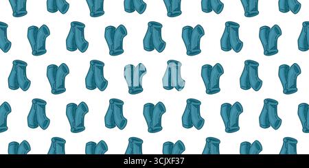 Cartoon blue jeans seamless pattern design. Cartoon blue jeans seamless pattern in flat style on white background. Stock Vector
