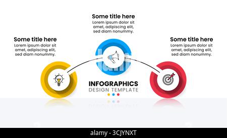 Infographic template with icons and 3 options or steps. Circles. Can be used for workflow layout, diagram, banner, webdesign. Vector illustration Stock Vector