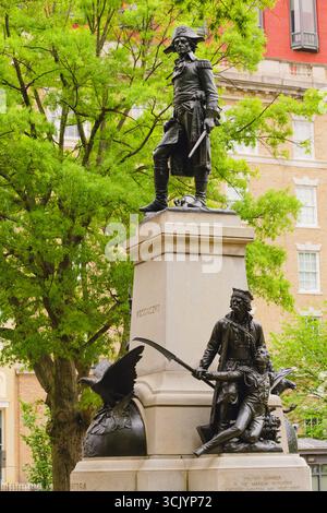 Washington D.C., USA - May 24, 2025. Monument of Tadeusz Kosciuszko honors his role in the American Revolution near the White House. Stock Photo