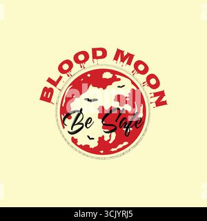 Blood Moon T-Shirt Design Stock Vector