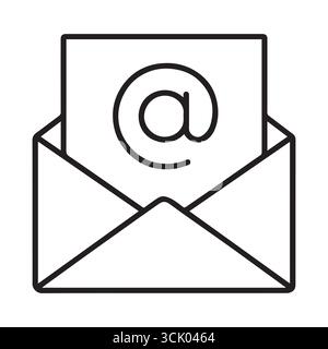 Vector illustration of an email icon envelope with the @ symbol Stock Vector