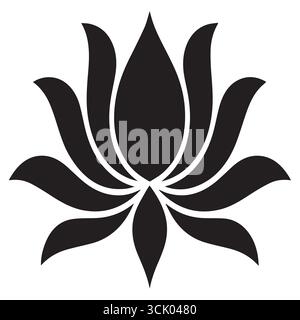 Vector illustration of Black Silhouette of a Lotus Flower Stock Vector