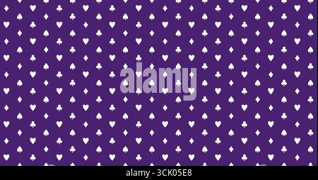 Playing card seamless pattern. Poker table or casino tablecloth vector texture design. Violet and white colors. Stock Vector