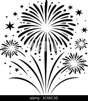Black and white festival fireworks illustrations Stock Vector