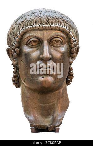 The colossal bronze head of Constantine the Great in the Palazzo dei Conservatori, part of the Capitoline Museums,   Rome, Italy. Stock Photo