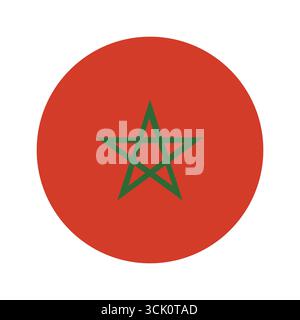 Morocco flag circle. Round flag of Morocco. Moroccan flag icon. Stock Vector