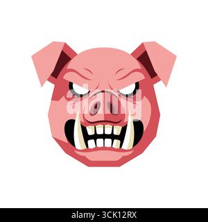 Vector art of angry pig face on white background Stock Vector