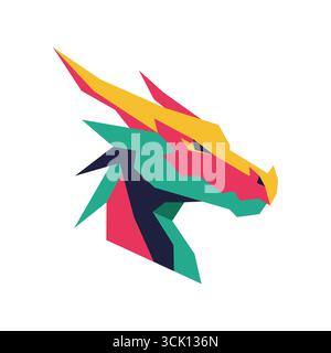 Vector art of dragon head on white background Stock Vector
