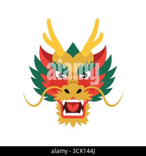 Vector art of vibrant chinese dragon head on white background Stock Vector