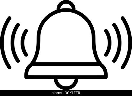 Ringing Bell Line Icon – Reminder, Notification, Alarm, Call, Message, Doorbell, Sound Symbol Vector Illustration Stock Vector