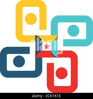 Global Leadership Teamwork Solutions Logo Design Template Vector Stock Vector