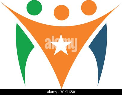 Global Leadership Teamwork Solutions Logo Design Template Vector Stock Vector