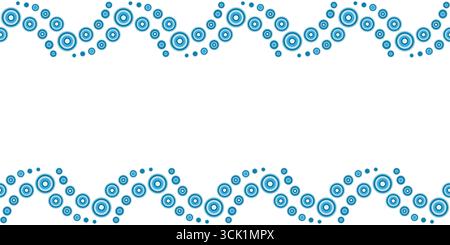 Seamless border with stylized sea wave. Border with ornament and place for text. Calm light blue, turquoise colours on transparent background. Bubble Stock Vector