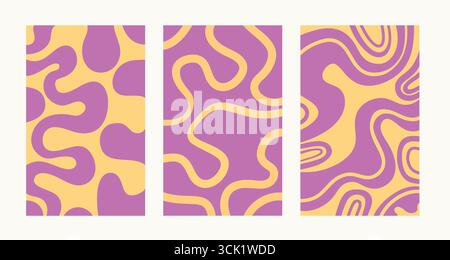 Vector abstract groovy patterns in Y2K style. Stock Vector