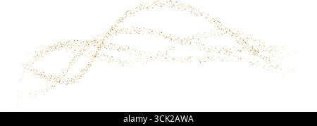 Gold stipple flow wave, glitter undulate pattern. Dynamic golden waves with small particles and shine effects. Golden vector curved dashed gradient Stock Vector