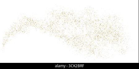 Liquid dust stripe for holiday decoration. Confetti particle gold glow wave for a festive event. Abstract golden stipple flow wave Stock Vector
