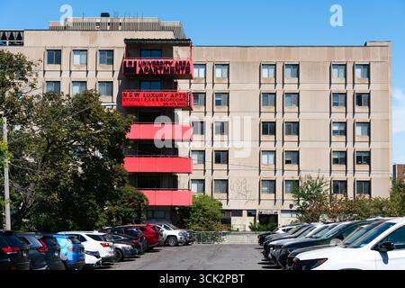 Syracuse, NY - Aug 18, 2025: University Area Apartments, is a family-owned property management company, providing off-campus housing, for students of Stock Photo