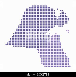 Kuwait dotted map. Digital style map of the country on a white background. Kuwait shape with square dots. Colored dots style. Large size squares. Stock Vector