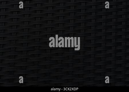 Close-up Black plastic weave texture as background Stock Photo