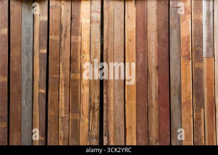 Rustic Wooden Slats Background, Old long natural Wood lined up Texture Wall Panel. Stock Photo