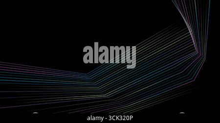 Colorful minimal curved refracted lines abstract technology background. Vector tech design Stock Vector