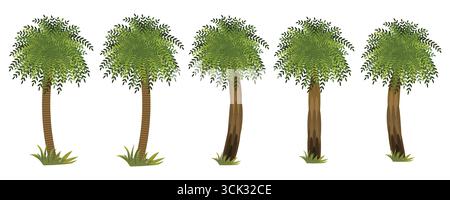 Collection of Charming Vector Trees with Lush Green Foliage A Natural Forest or Park Aesthetic. Stock Vector