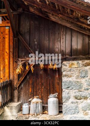 Details of the farms and houses in St. George in South Tyrol in Italy during summer Stock Photo
