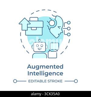Augmented intelligence soft blue concept icon Stock Vector