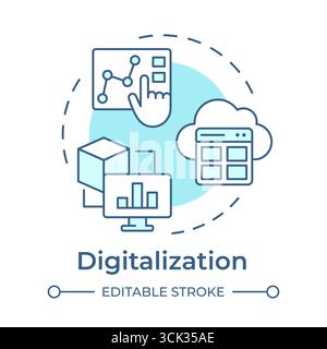 Digitalization soft blue concept icon Stock Vector