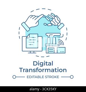 Digital transformation soft blue concept icon Stock Vector