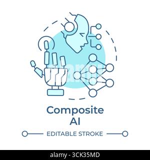 Composite AI soft blue concept icon Stock Vector