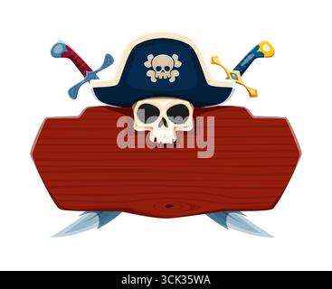 A skull wearing a pirate hat and crossed sabers. Line art style icon ...