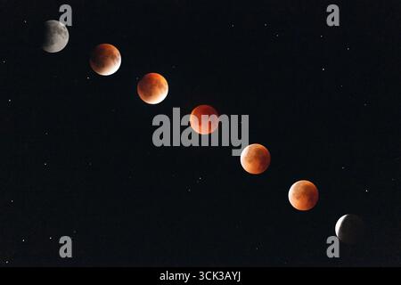 Blood Moon solar a eclipse in a night sky Stock Photo