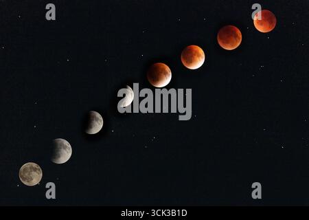 Blood Moon solar a eclipse in a night sky Stock Photo