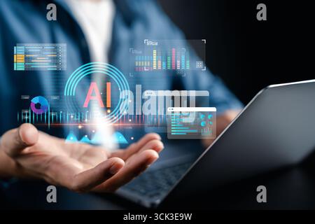 AI smart automation data visualization, artificial intelligence, machine learning, predictive Stock Photo