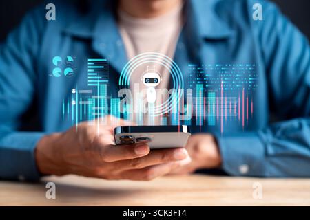 Artificial intelligence technology for data analytics and processing, chatbot assistant, big data Stock Photo
