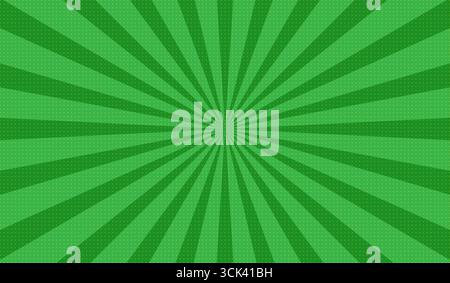 Background for cartoon comics made of green radial rays. A pop art style template for text about superheroes in comics. Stock Vector