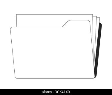 Folder with documents 2D line object Stock Vector