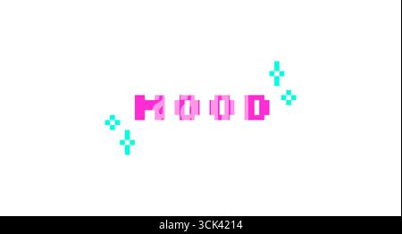 Mood pink pixel art social media slang word Stock Vector