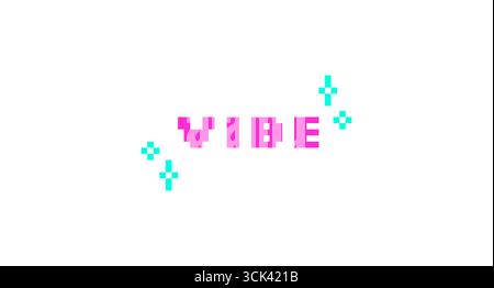 Vibe pink pixel art social media slang word Stock Vector