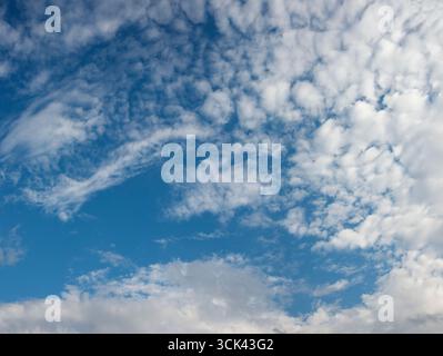 Mackerel Clouds Against Blue Sky Stock Photo
