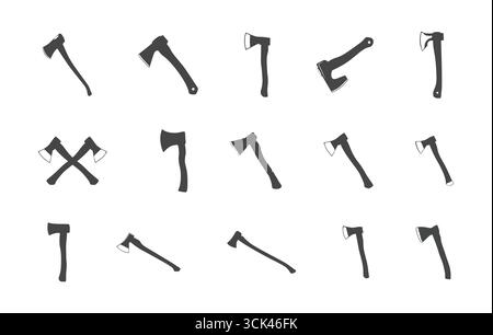 Woodcutting axe silhouette, Woodcutting axe svg, Wood axe svg, Axe silhouette, Wood chopping axe svg, Wood chopping axe silhouette. Stock Vector