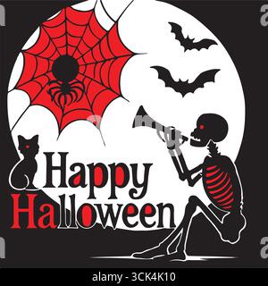 Flat Happy Halloween vector illustration Stock Vector
