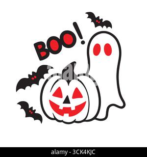 ghost has a pumpkin Stock Vector