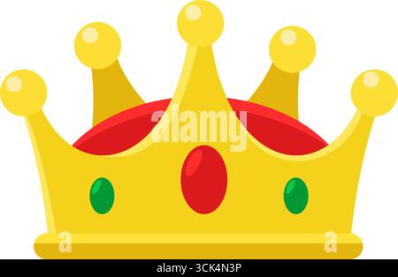 Cartoon Prince Golden Crown With Diamonds. Vector Illustration Flat Design Isolated On Transparent Background Stock Vector