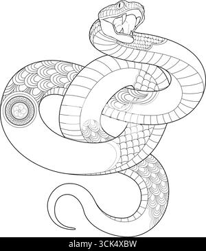 Year of the Snake Isolated Coloring Page for Kids Stock Vector Image ...