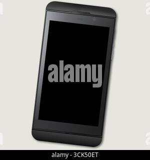 Top up view realistic smart phone isolated on plain background , useful for element designs. Stock Photo